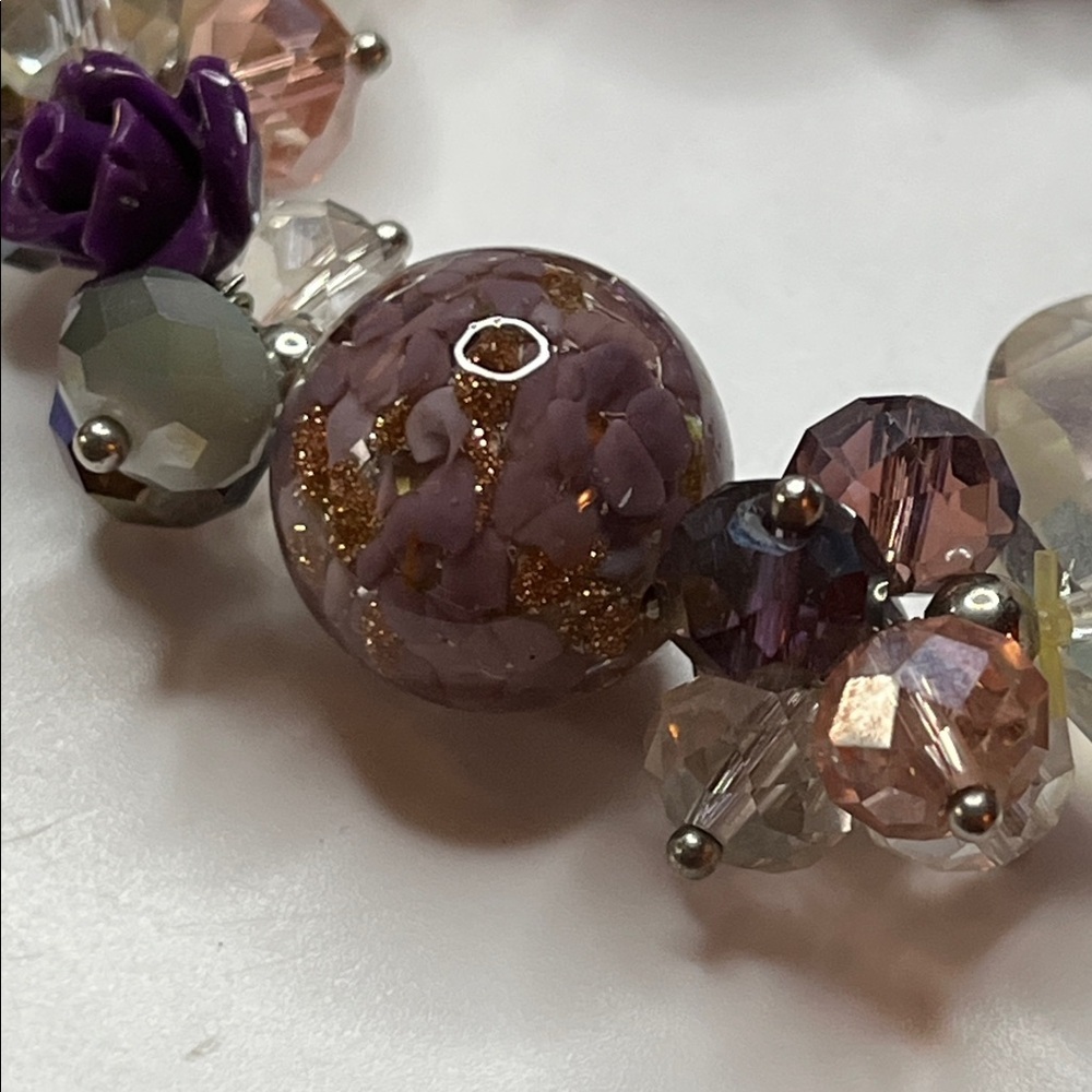 Glass Beaded Bracelet in Purple and Blue - Picture 5 of 7